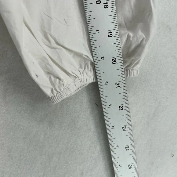 Asos Shift Dress Sz 6 White Round Neck 3/4 Puff Sleeves Peplum Drop Waisted - Picture 5 of 10